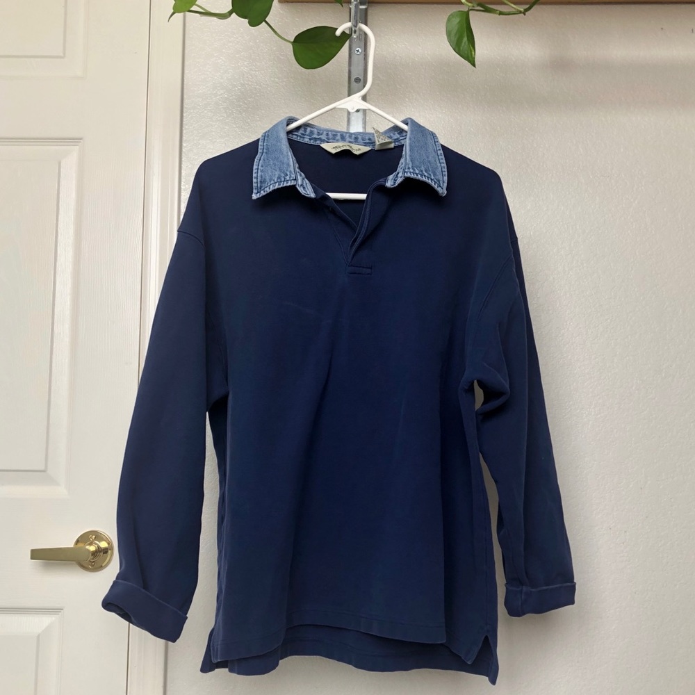 Vintage Eddie Bauer Denim Collared Sweatshirt